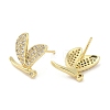 Rack Plating Brass Micro Pave Clear Cubic Zirconia Stud Earrings for Women EJEW-M260-17G-2