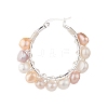 Natural Pearl Wire Wrapped Beaded Hoop Earrings for Women EJEW-JE04759-02-3