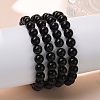 Natural Obsidian Beaded Stretch Bracelets X-BJEW-Q692-12-8mm-4