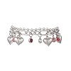 Heart 304 Stainless Steel Figaro & Ball Chains Double Layers Bracelets BJEW-JB13177-01-2