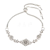 Adjustable Alloy Micro Pave Clear Cubic Zirconia Flower Slider Beacelets for Women AL-CBA3C8B-12P-2