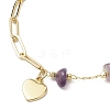 Natural Amethyst Chip Bead & Brass Paperclip Chains Bracelets BJEW-JB12715-01-3
