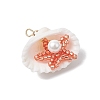 Cylinder Seed Beaded Starfish & Shell Pendants PALLOY-MZ00547-01-3