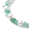 Natural Green Aventurine Chip & Glass Shell Round Beaded Bracelets BJEW-JB12317-01-3