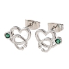 Brass Micro Pave Green Cubic Zirconia Stud Earrings for Women EJEW-K271-05P-1