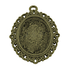 Tibetan Style Oval Alloy Pendant Cabochon Settings TIBEP-Q054-44AB-NR-1