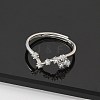 Constellations Rhodium Plated 925 Sterling Silver Micro Pave Clear Cubic Zirconia Adjustable Rings for Women RJEW-P130-01P-H-2