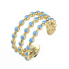 Enamel Triple Line Open Cuff Ring RJEW-N035-124B-1