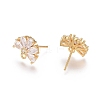 Brass Cubic Zirconia Stud Earring Findings LS-EJEW-E257-05G-1