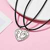 2Pcs 2 Style Alloy Split Heart Matching Pendant Necklaces Set NJEW-JN04552-4