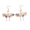 Natural Fluorite Chips Dangle Earrings EJEW-S214-01I-1