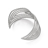 304 Stainless Steel Chevron Cuff Bnagles for Women BJEW-G729-02P-3