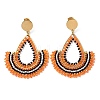 Woven Glass Beaded Teardrop Dangle Stud Earrings EJEW-A105-08G-02-1