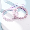 Natural Kunzite Round Beads Stretch Bracelets for Women Men BJEW-A149-01-2