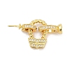 Brass Micro Pave Clear Cubic Zirconia Fold Over Clasps KK-M311-21G-1