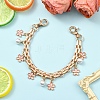 Alloy Enamel Flower with ABS Plastic Pearl Round Bead Charm Iron Chain Bag Decorative Chains HJEW-FS00054-01-3
