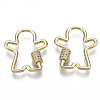 Brass Micro Pave Clear Cubic Zirconia Screw Carabiner Lock Charms ZIRC-T013-06G-NF-1