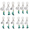 12Pcs 3 Styles Natural Peridot & Quartz Crystal & Green Aventurine & Malachite Chips Pendant Decorations HJEW-GO00101-1