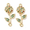 Brass Pave Colorful Cubic Zirconia Connector Charms KK-L253-21G-02-1