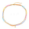 Colorful Glass Seed Beaded Initial Pendant Double Layer Necklaces QS3881-2-1