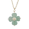 Natural Green Aventurine Clover Shamrock Pendant Necklaces NJEW-JN05170-02-2