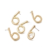 Brass Number Stud Earrings with 925 Sterling Silver Pins for Women EJEW-A077-01F-2