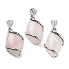 Natural Rose Quartz Pendants G-G073-5-1