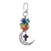 Natural & Synthetic Gemstone Chip & Cross Pendant Decoration HJEW-TA00086-4
