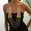 Elegant Brass Geometric Tassel Multi Layered Bib Necklaces for Women's Party Outfit GR3254-1