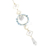 Sun Moon Ring Brass & Natural Aquamarine Chip Suncatcher HJEW-JM05027-01-2