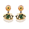 Alloy Enamel Evil Eye Dangle Stud Earrings EJEW-C144-01G-2