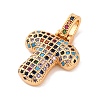 Brass Micro Pave Cubic Zirconia Pendants KK-C076-29T-G02-2