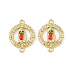 Brass Micro Pave Clear Cubic Zirconia Virgin Mary Connector Charms KK-L251-20G-02-1
