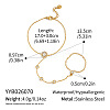 304 Stainless Steel Pave Flat Round Clear Cubic Zirconia Hand Chain Ring Bracelets for Women KK9979-6
