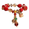 Teardrop & Fortune Cat Alloy Glass Charm Bracelets FS-WG2F667-01-5