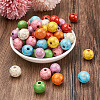 Fashewelry 80Pcs 8 Colors Printed  Natural Wood Beads WOOD-FW0001-10-11