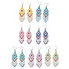 7 Pairs Natural Gemstone Rhombus Dangle Earrings EJEW-MZ00567-2