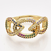 Adjustable Brass Micro Pave Cubic Zirconia Finger Rings RJEW-S044-014-2