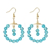 Glass Braided Ring Dangle Earrings EJEW-JE04983-5