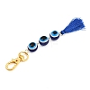 Resin Evil Eye Round Bead & Polyester Tassel Pendant Decorations HJEW-JM04164-03-4