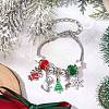 Christmas Theme Glass & Alloy European Beads Bracelets for Women BJEW-JB11198-03-2