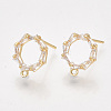 Brass Cubic Zirconia Stud Earring Findings KK-S350-343-1