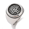 304 Stainless Steel Round with Tree of Life Signet Rings for Men RJEW-U005-20A-01-1