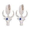 Brass Micro Pave Cubic Zirconia Dangle Hoop Earrings EJEW-G471-46P-4