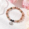 Natural Unakite & Multi-Moonstone Beaded Stretch Bracelets BJEW-JB11951-02-1
