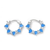 Enamel Teardrop Wrap Hoop Earrings with Clear Cubic Zirconia KK-D079-28P-2