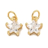 Rack Plating Brass Micro Pave Clear Cubic Zirconia Charms KK-U030-02G-1