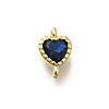 Heart Brass Cubic Zirconia Connector Charms KK-P295-34G-04-1