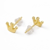 Brass Crown Stud Earrings for Women EJEW-P211-05G-2