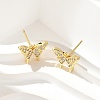 Brass Micro Pave Clear Cubic Zirconia Stud Earrings EJEW-A128-01G-5